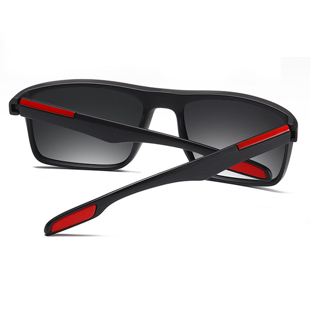 Occhiali da Sole Uomo Techsuit TR90 (MM101), Polarizzati, Protezione UV, Nero Opaco Rosso