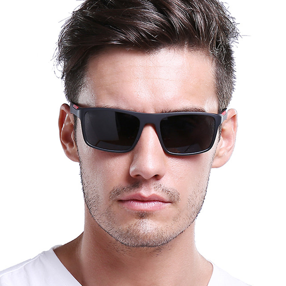 Occhiali da Sole Uomo Techsuit TR90 (MM101), Polarizzati, Protezione UV, Nero Opaco Rosso