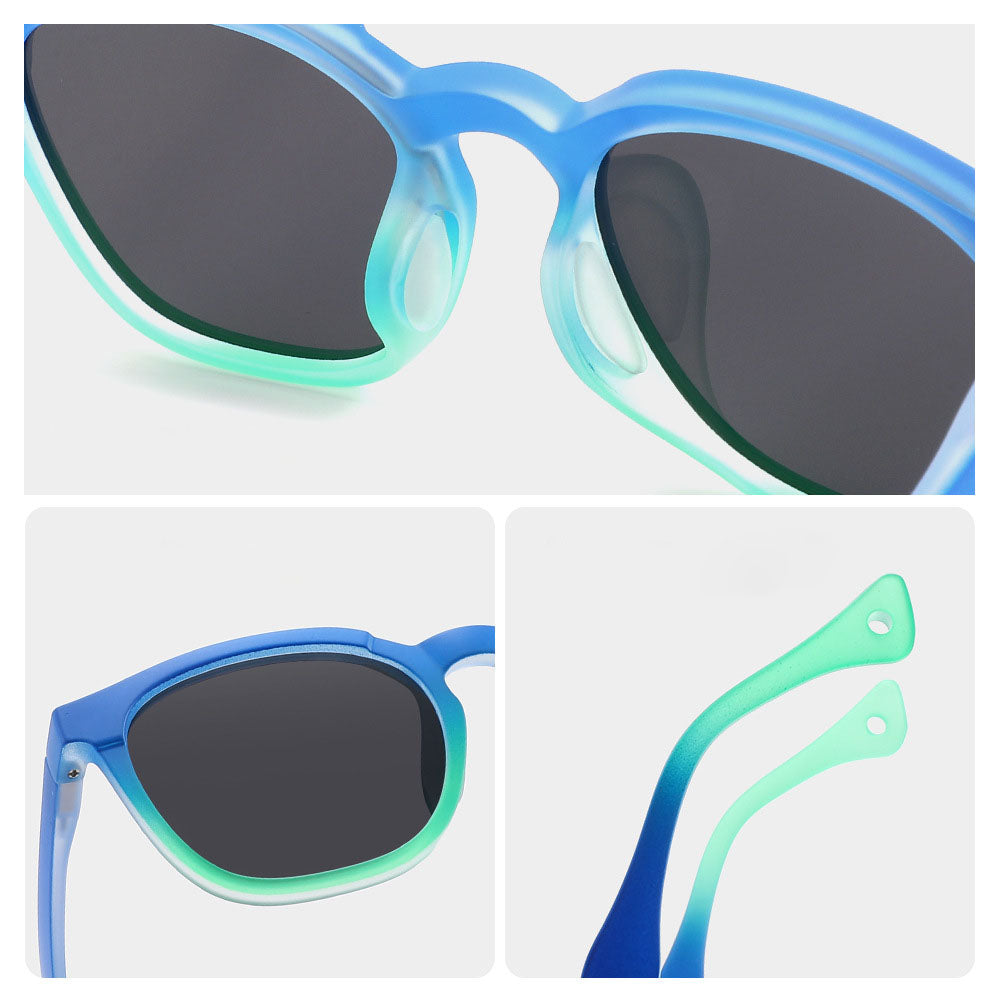 Occhiali da Sole Bambini Techsuit 691, Polarizzati, Protezione UV, Neri Blu Verdi Gradient