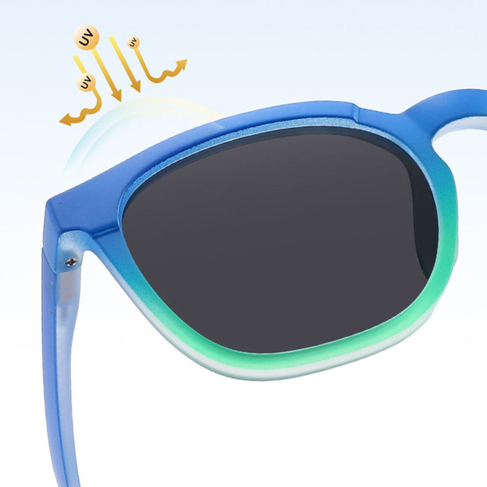 Occhiali da Sole Bambini Techsuit 691, Polarizzati, Protezione UV, Neri Blu Verdi Gradient