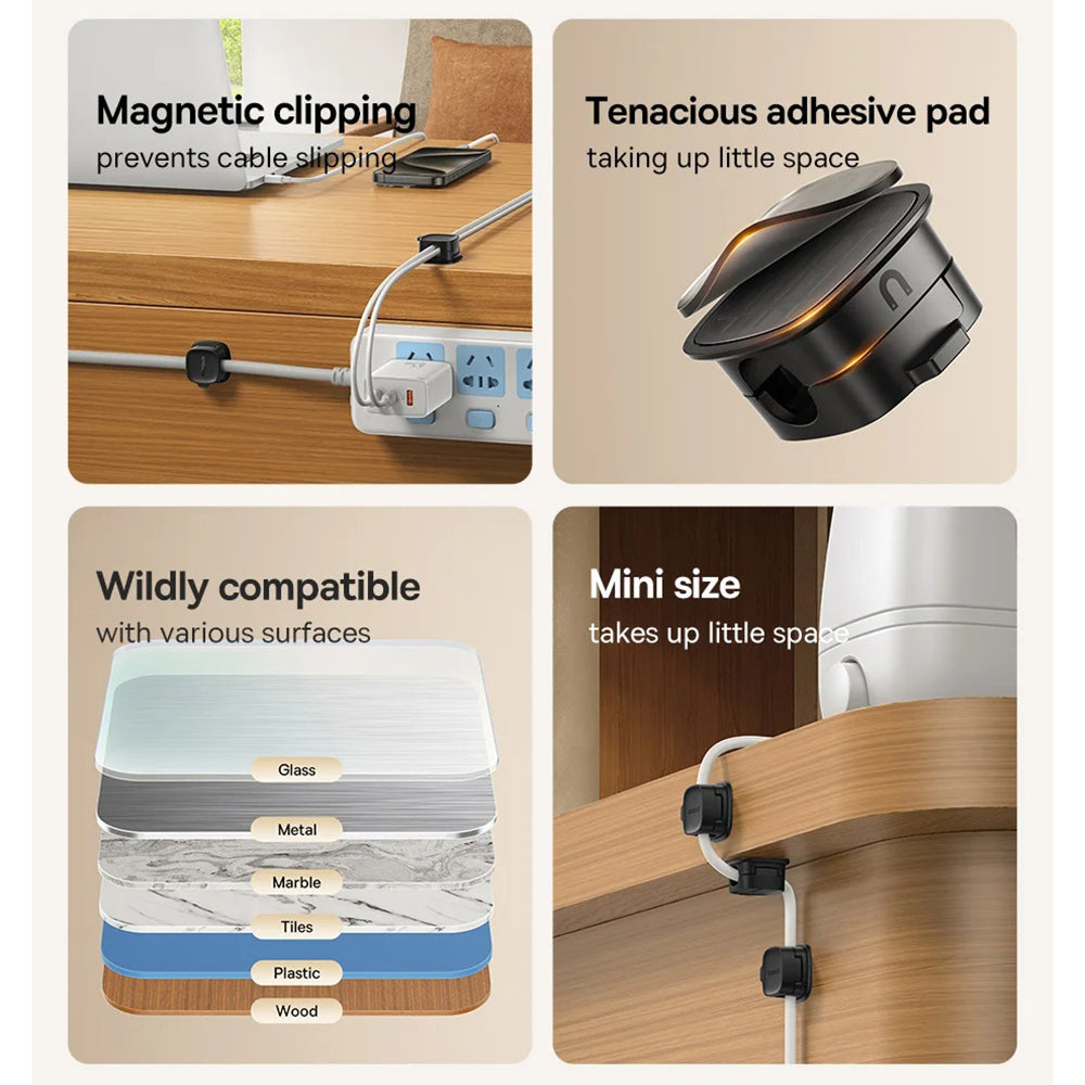 Organizzatore Cavi Baseus Lite Magnetic, Set 3 Pezzi, Bianco B01331106211-00