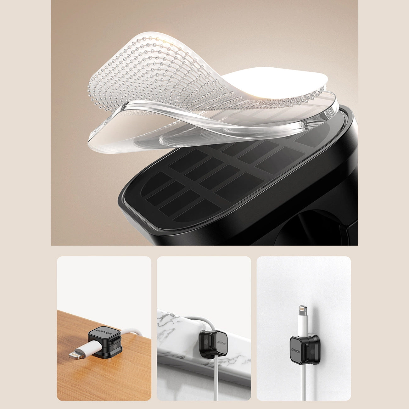 Organizzatore Cavi Joyroom JR-ZS368, Set 6 Pezzi, Nero