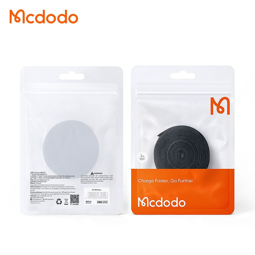 Organizzatore Cavi McDodo VS-0961 Belt, Velcro, 3m, Nero