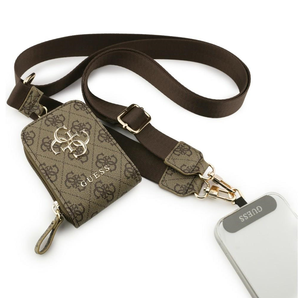 Portafoglio e Laccetto per Telefono Guess 4G Metal Logo, Marrone