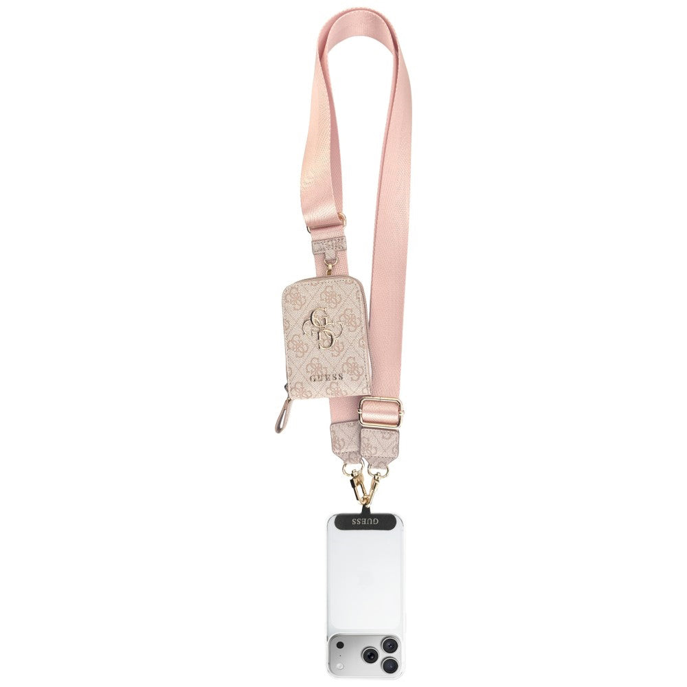 Portafoglio e Laccetto per Telefono Guess 4G Metal Logo, Rosa