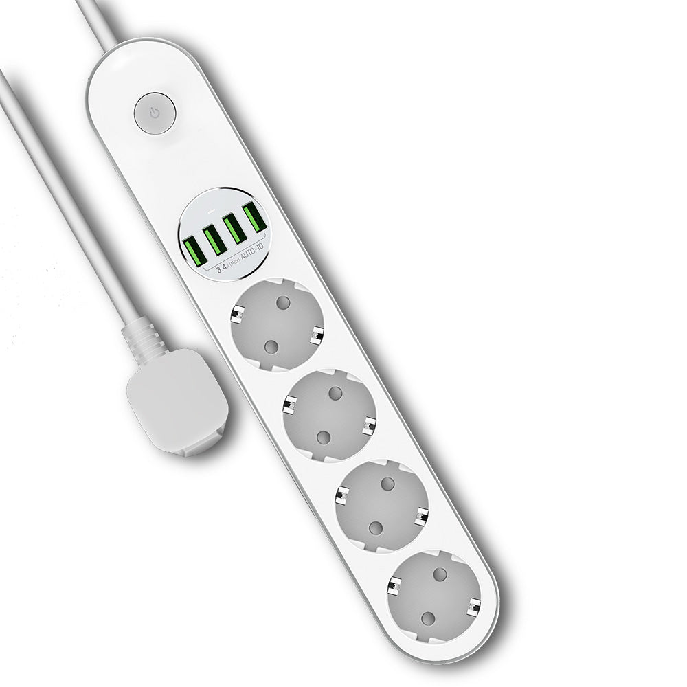 Prolunga ColorWay, 4 x Schuko - 4 x USB-A, Bianco