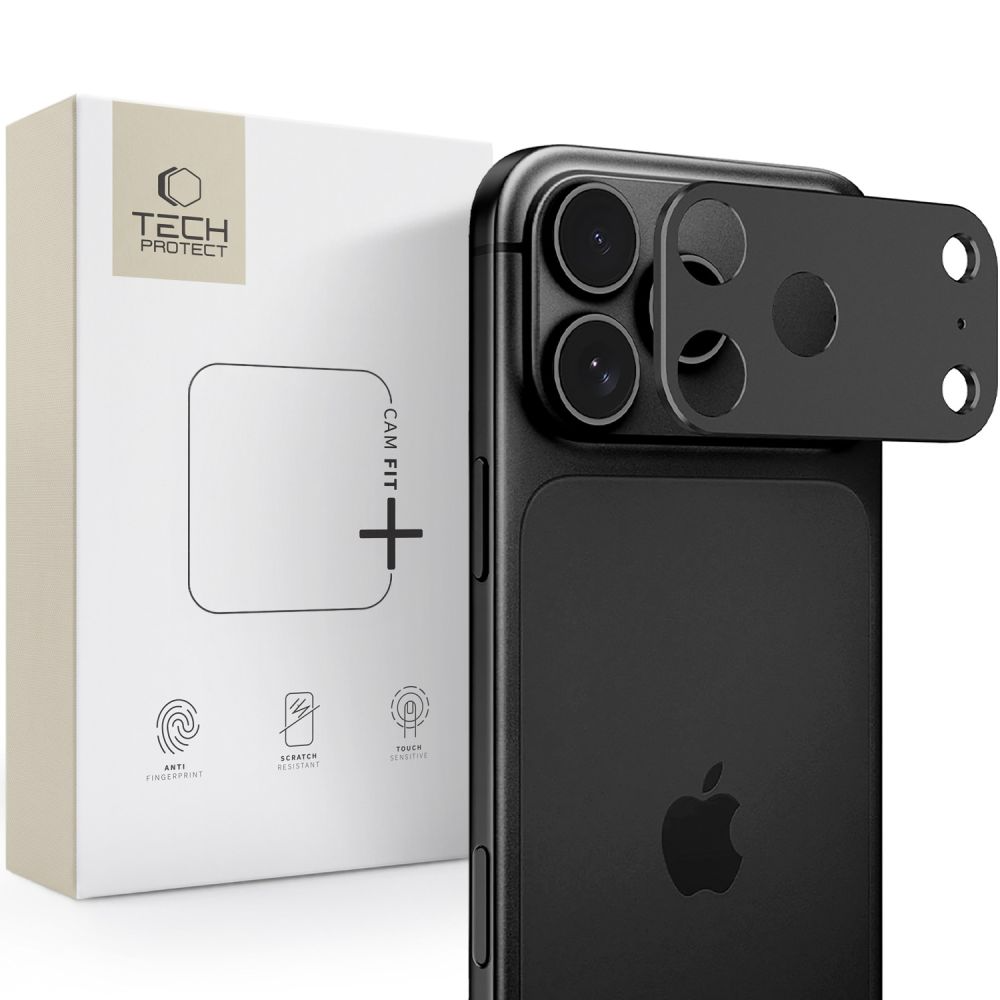 Cornice protettiva per fotocamera posteriore Tech-Protect Camalloy Fit+ per Apple iPhone 18 Pro, Alluminio, Nera
