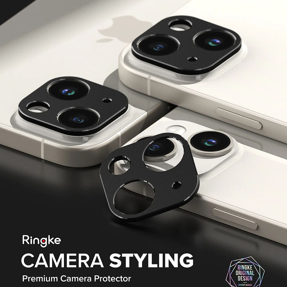 Cornice di protezione Camera Posteriore Ringke Styling per Apple iPhone 15 Plus / 15, Alluminio, Nera