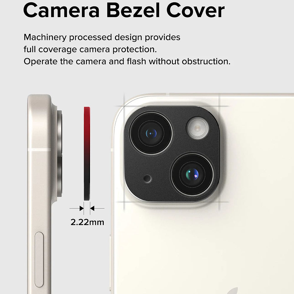 Cornice di protezione Camera Posteriore Ringke Styling per Apple iPhone 15 Plus / 15, Alluminio, Nera