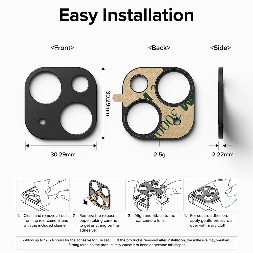 Cornice di protezione Camera Posteriore Ringke Styling per Apple iPhone 15 Plus / 15, Alluminio, Nera