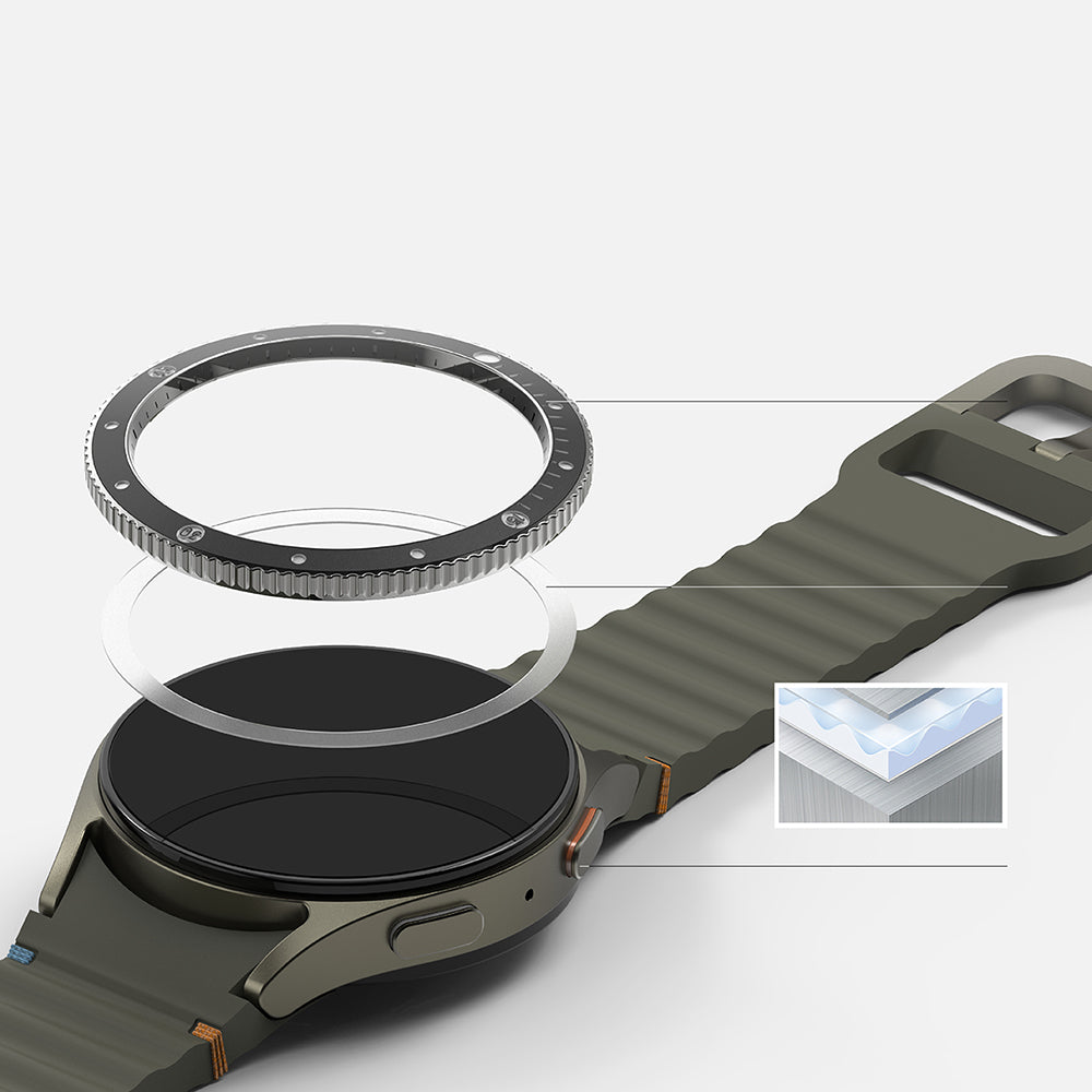 Cornice di Protezione Ringke Premium Styling per Samsung Galaxy Watch7 44mm, Modello 2, Nera