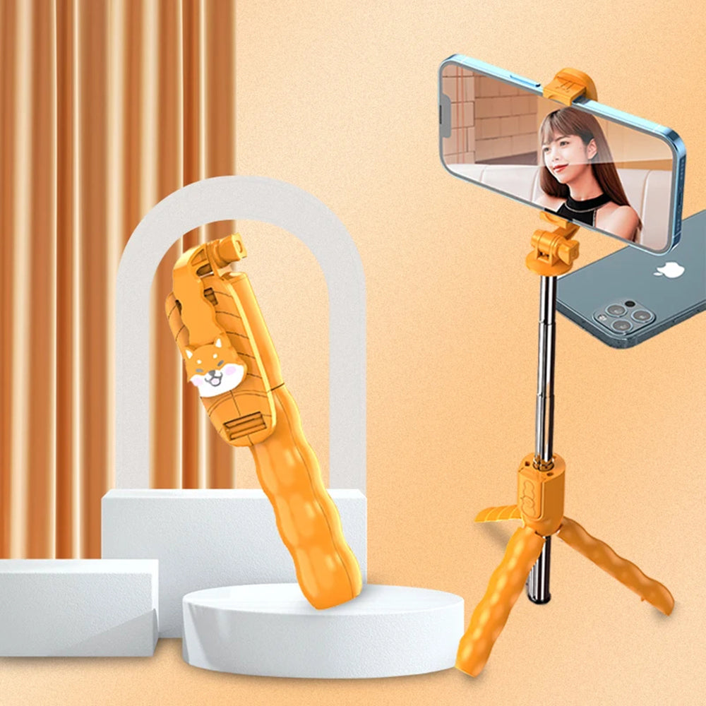 Selfie Stick Bluetooth Techsuit KT01, Universale, Arancione