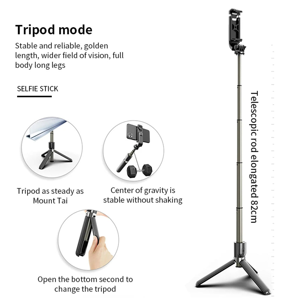 Selfie Stick Bluetooth Techsuit L03, Universale, Nero