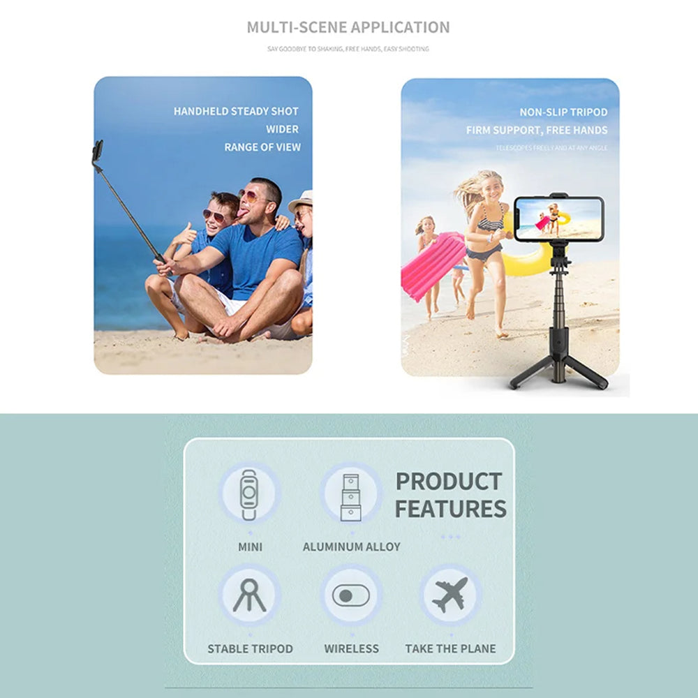 Selfie Stick Bluetooth Techsuit L10, Universale, Nero