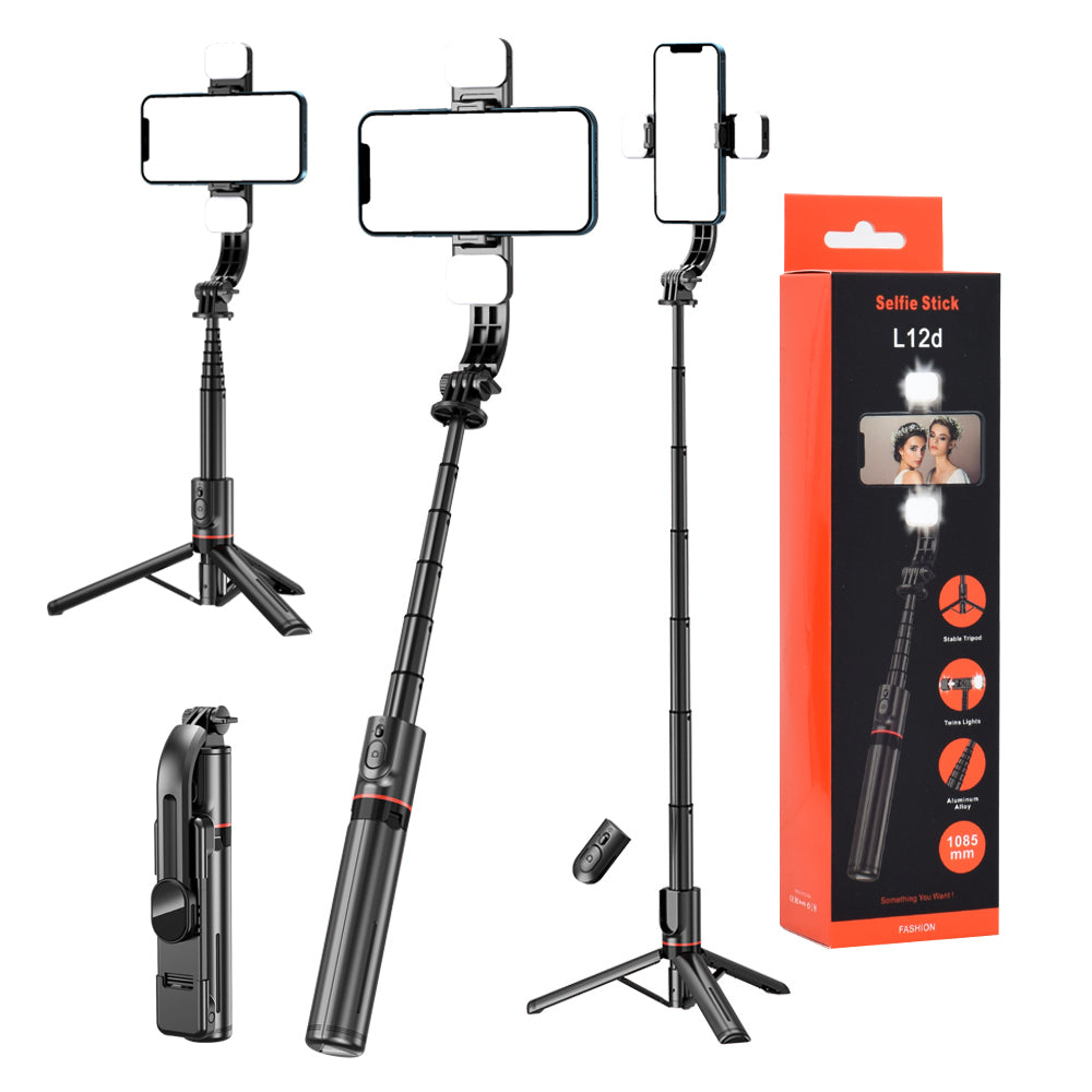 Selfie Stick Bluetooth Techsuit L12D, Universale, Nero