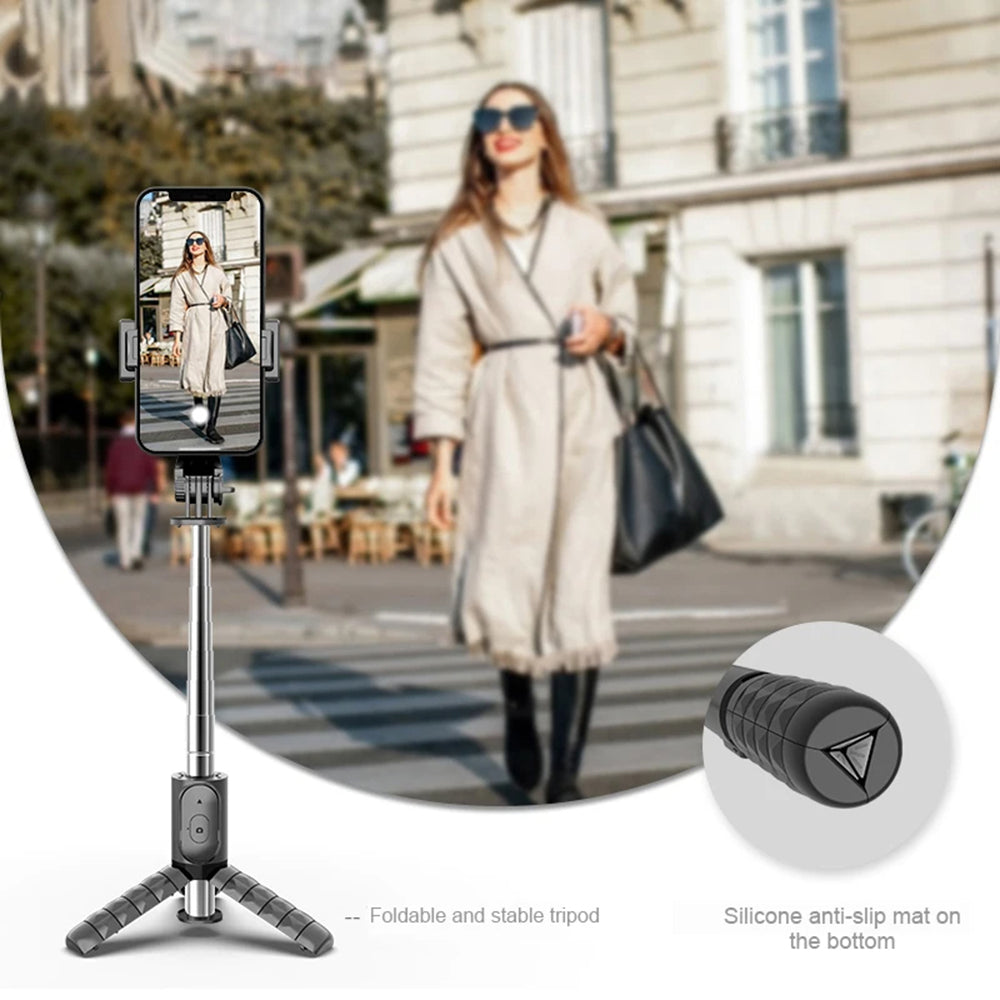 Selfie Stick Bluetooth Techsuit Q11s, Universale, Nero