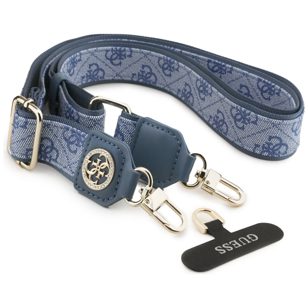 Laccetto per Telefono Guess 4G Strass Logo Metallico, Blu