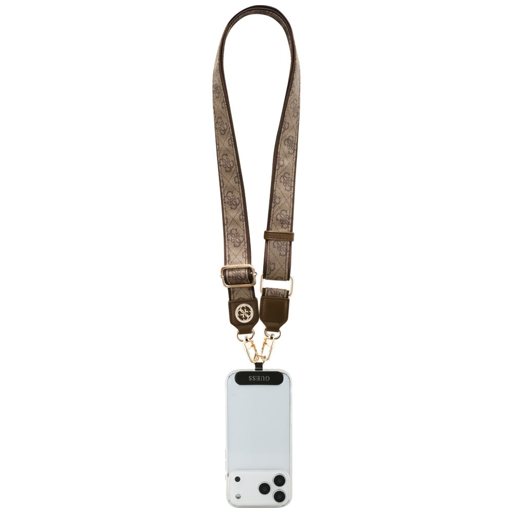 Cordino per Telefono Guess 4G Strass Logo Metallico, Marrone