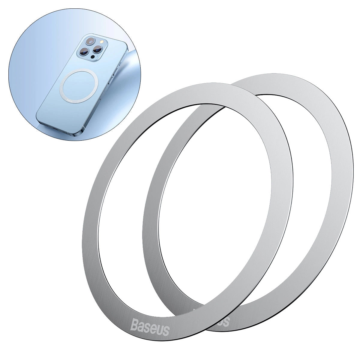 Adesivo Metallico Baseus Halo, Set 2 pezzi, Argento PCCH000012