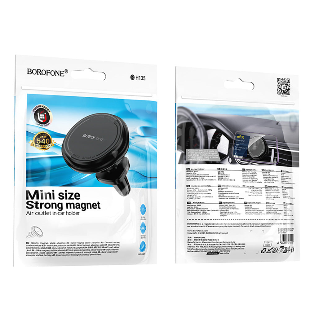 Supporto Auto Magnetico Borofone BH135 Parker, Universale, Nero