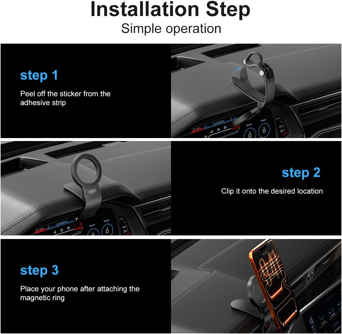 Supporto Auto Magnetico XO Design C191, Universale, Nero