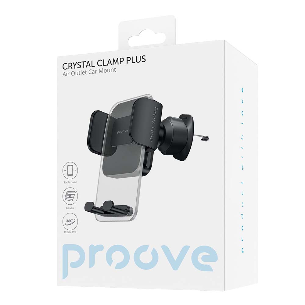 Supporto Auto Proove Crystal Clamp Plus Vent, 4.7inch - 6.9inch, Nero CHCCP0000001