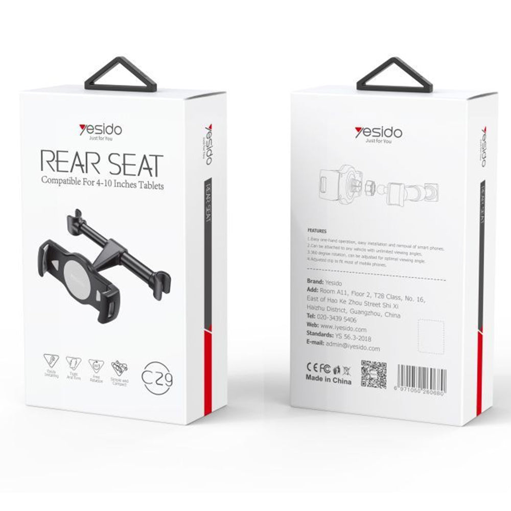 Supporto Auto Poggiatesta Yesido C29 per Telefono / Tablet, 4inch - 10inch, Nero