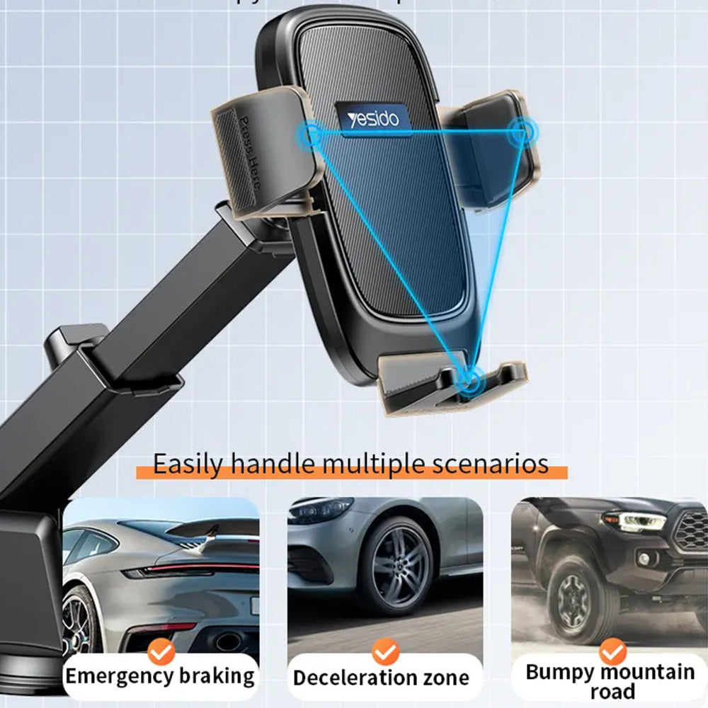 Supporto Auto Yesido C262, 4.7inch - 7.2inch, Nero