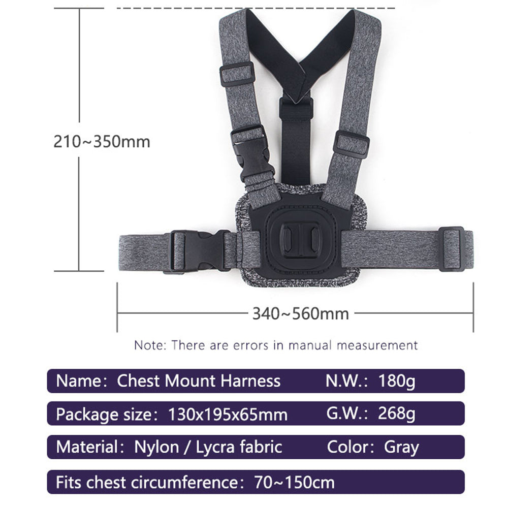 Supporto Petto Camera Sport Techsuit JX-002 per Serie GoPro, Grigio