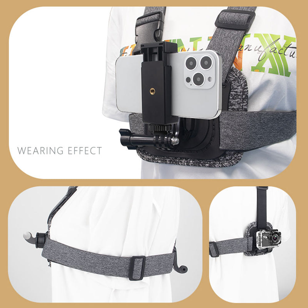 Supporto Petto Camera Sport Techsuit JX-002 per Serie GoPro, Grigio