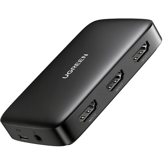 Commutatore video UGREEN CM332, 3 x HDMI - HDMI, Nero