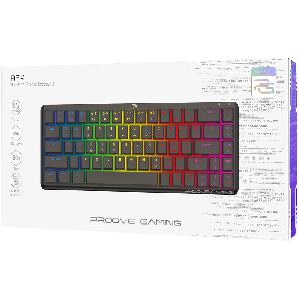 Tastiera Gaming Wireless Proove AFK, RGB, BT / Wi-Fi / Cablata, 1.5m, Nera WKAFKEN22001