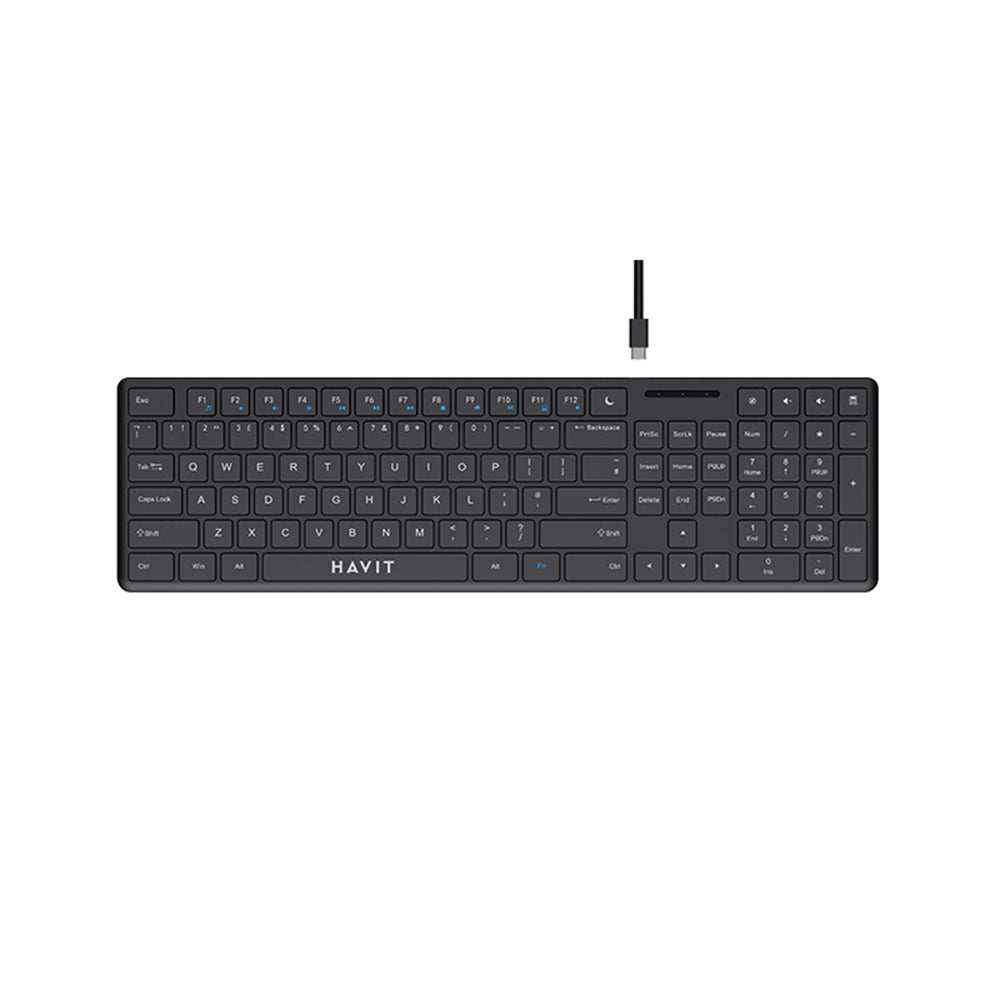 Tastiera Wired USB HAVIT KB252, USB-C, 1.5m, Nera