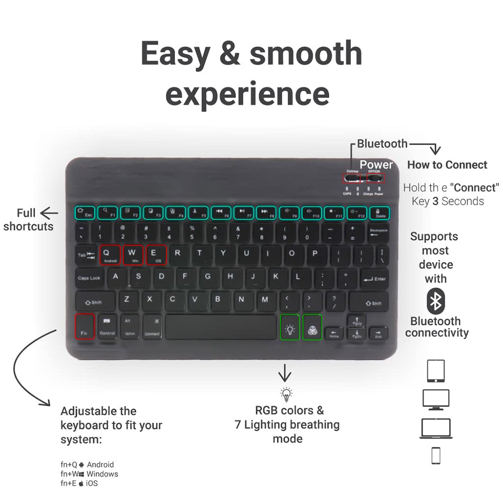 Tastiera Wireless Techsuit WK1, RGB, Nera