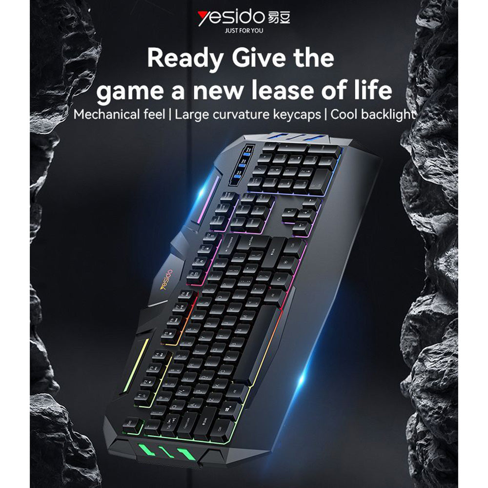 Tastiera Gaming Wired USB Yesido KB21, RGB, 1,5m, Nera
