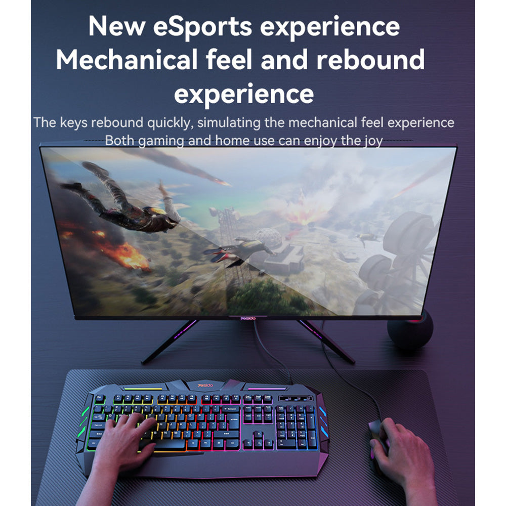 Tastiera Gaming Wired USB Yesido KB21, RGB, 1,5m, Nera