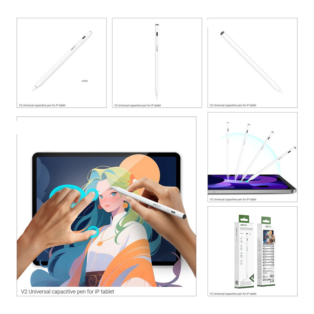 Touch Pen Acefast V2 per Apple iPad, Versione Attiva, Bianco