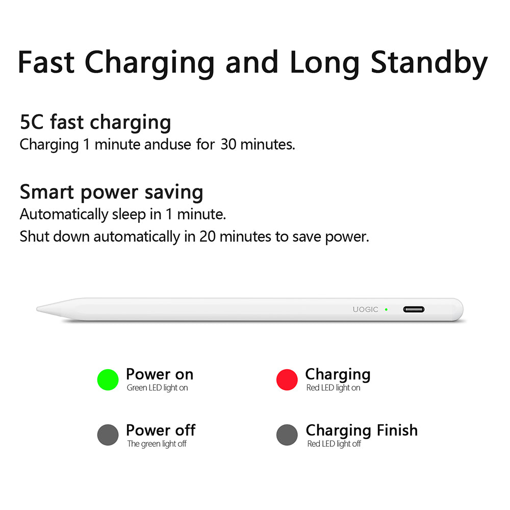Touch Pen Techsuit AC10-CP per Apple iPad, Versione Attiva, Bianco