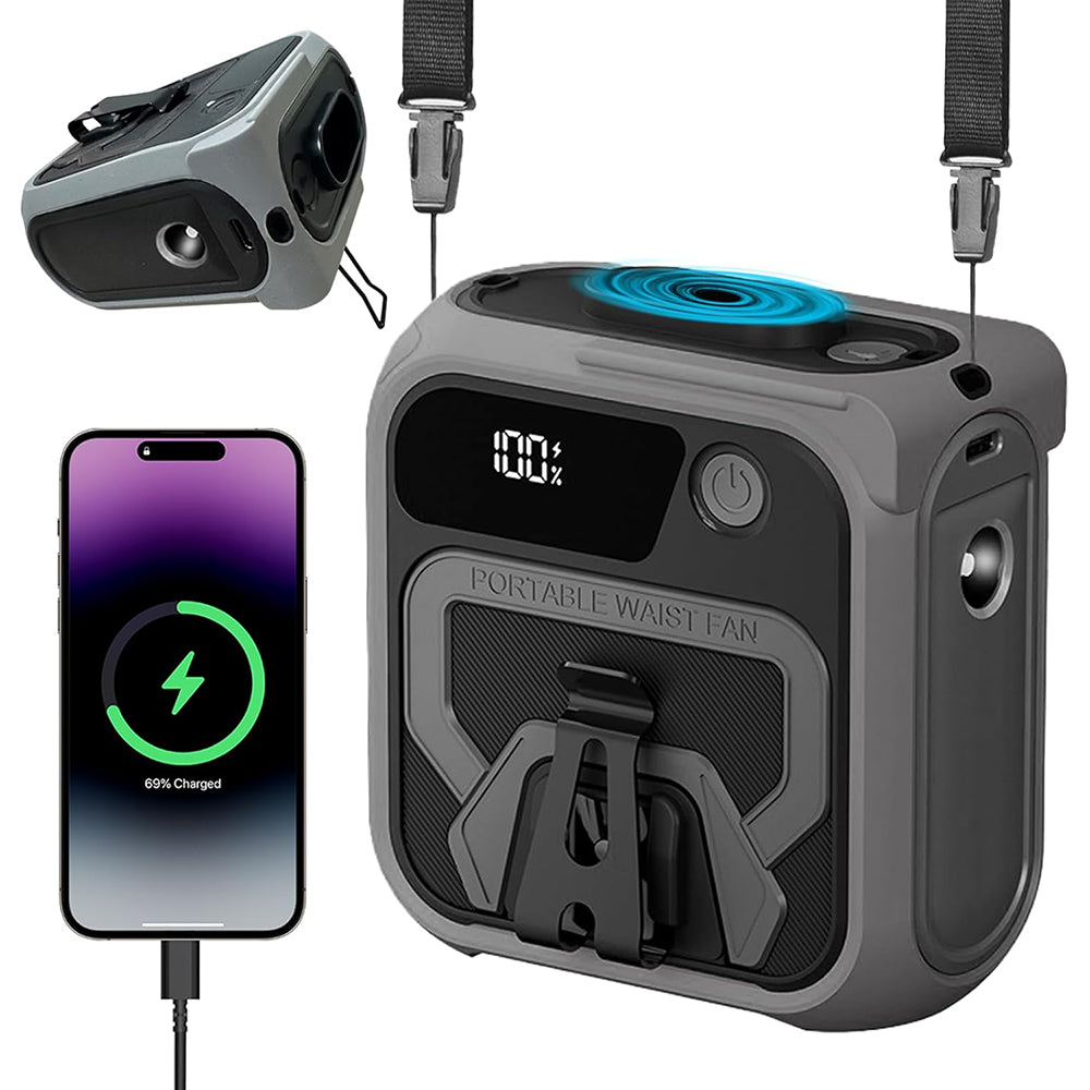 Ventilatore Portatile Techsuit Z13 con batteria esterna 10000mAh, Grigio