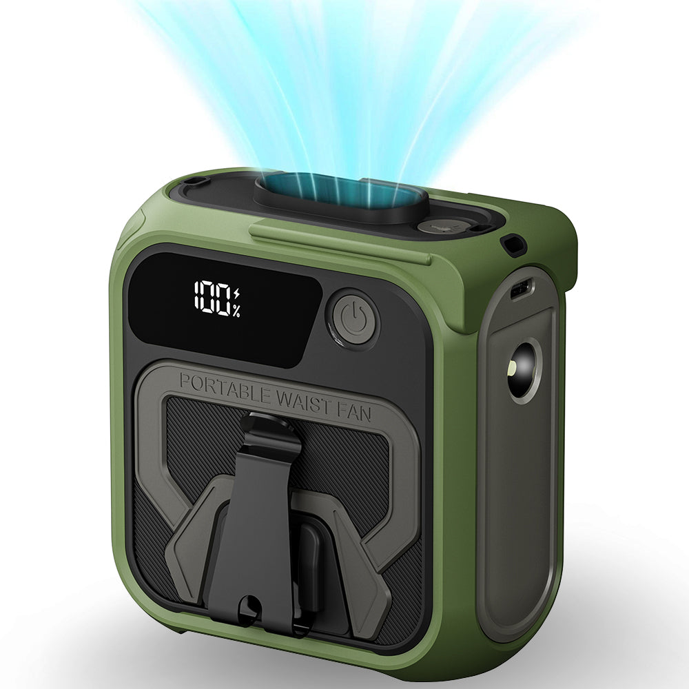 Ventilatore Portatile Techsuit Z13 con batteria esterna 10000mAh, Verde