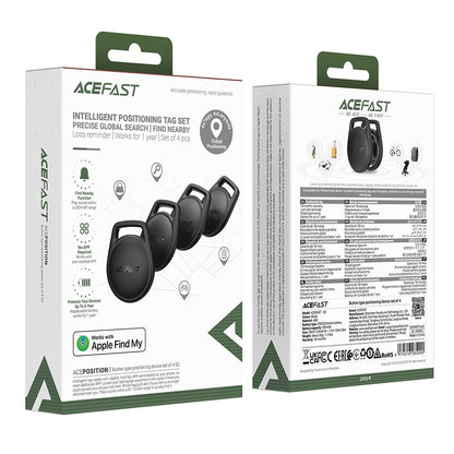 Acefast SmartTag S2 per serie iOS, Set 4 pezzi, Nero