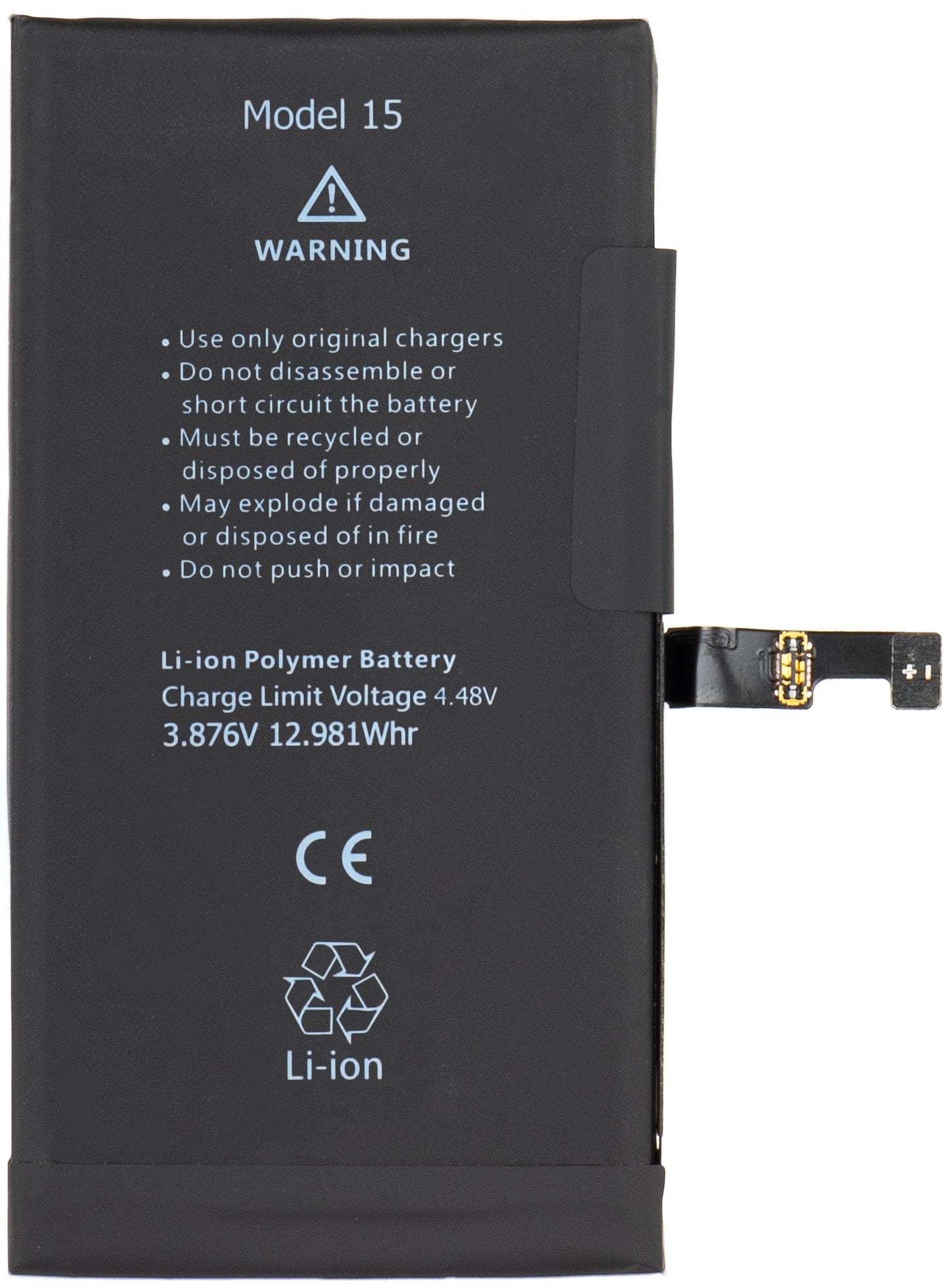 Batteria Apple iPhone 15, con integrazione Banda Flex BMS (non richiede saldatura dei contatti)