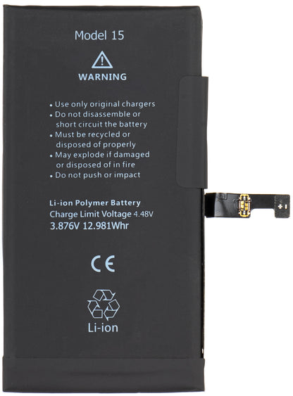 Batteria Apple iPhone 15, con integrazione Banda Flex BMS (non richiede saldatura dei contatti)