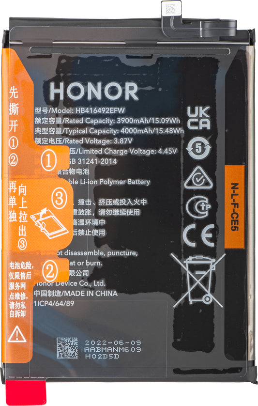 Batteria Honor X8 4G, HB416492EFW, Service Pack 2402AABM