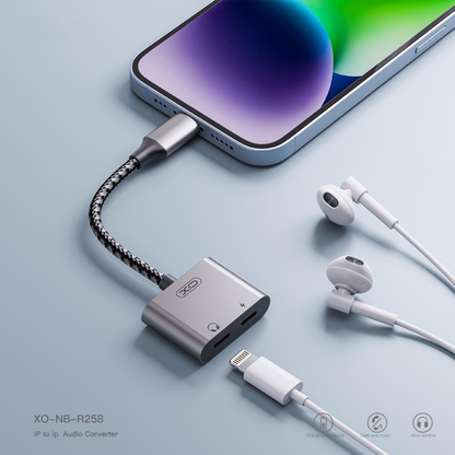 Adattatore Audio Lightning - 2 x Lightning XO Design NB-R258A, Grigio