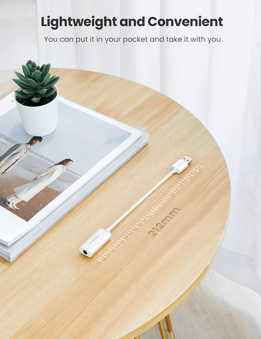 Adattatore Audio UGREEN US206, USB-A - 3.5mm, Bianco