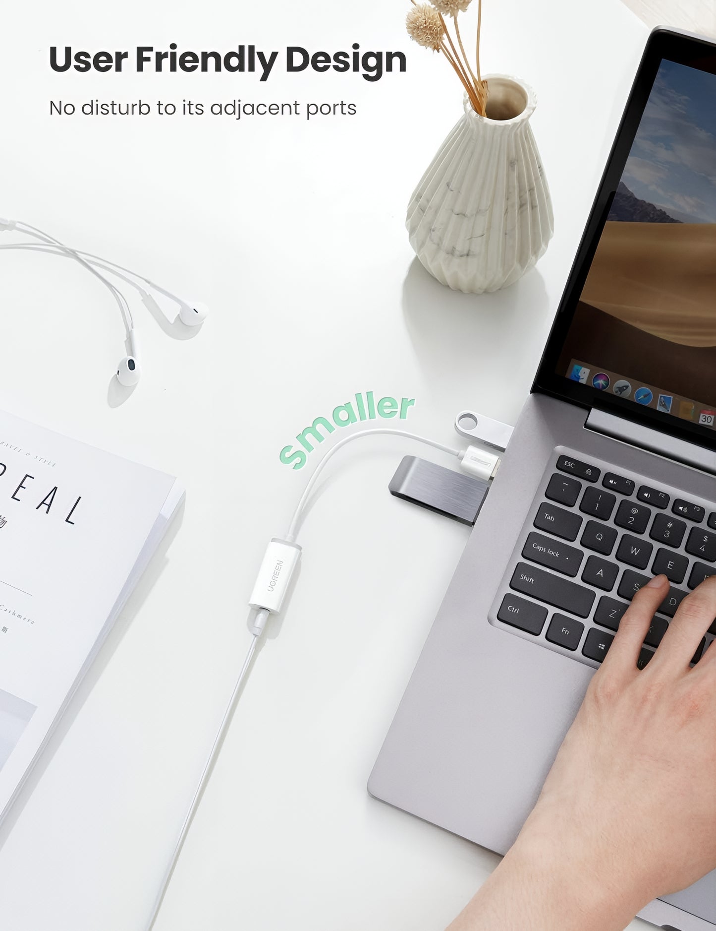 UGREEN US206 Audio Adapter, USB-A - 3.5mm, White
