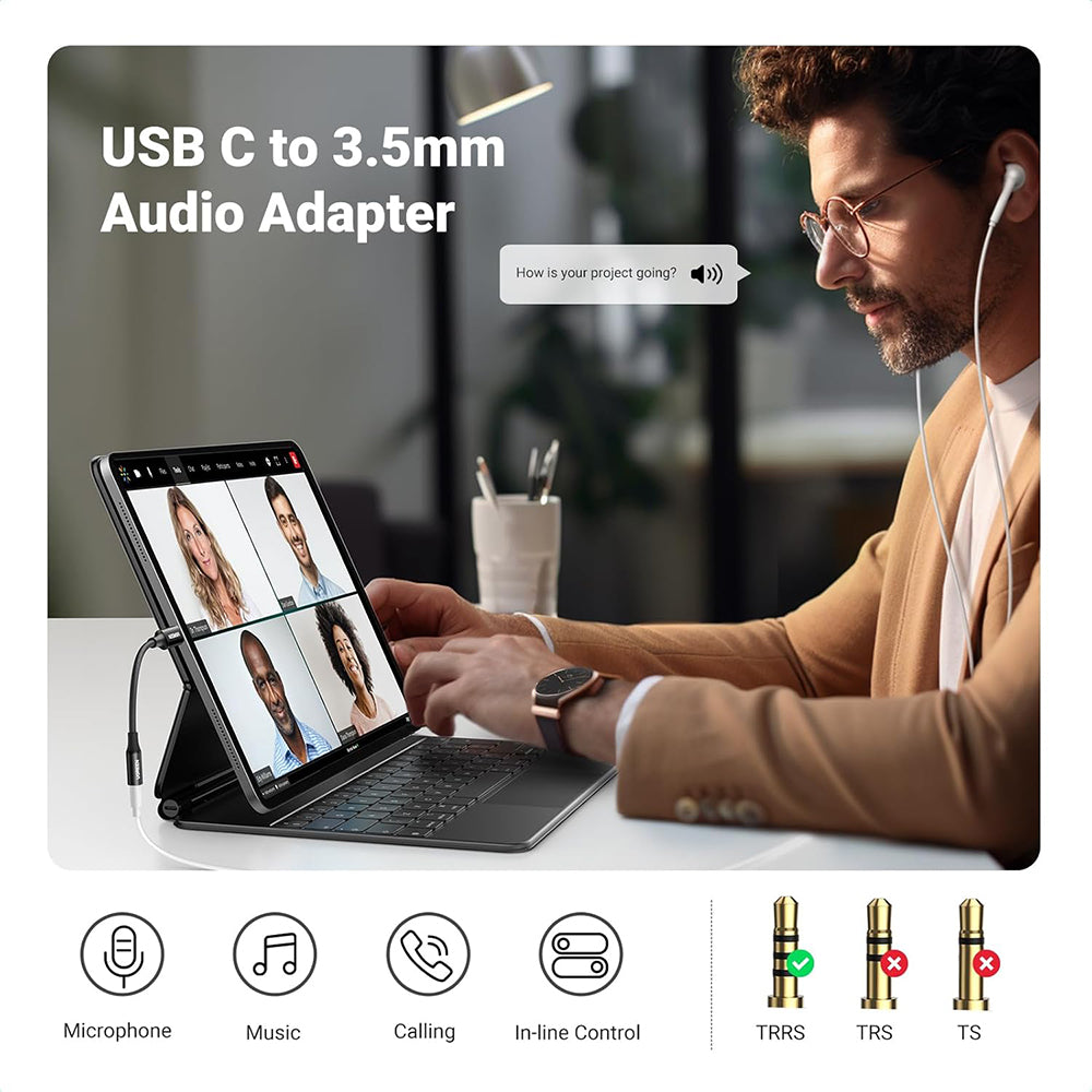 Adattatore Audio USB-C - 3.5mm UGREEN AV161, Nero