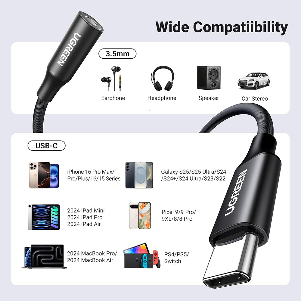 Adattatore Audio USB-C - 3.5mm UGREEN AV161, Nero