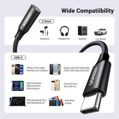 Adattatore Audio USB-C - 3.5mm UGREEN AV161, Nero